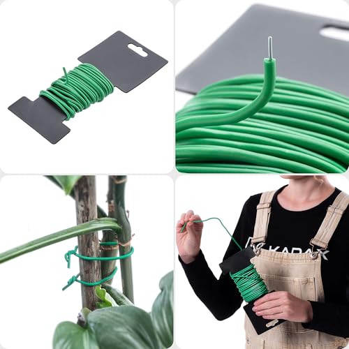 KADAX Gartendraht 3mm x 5m, grüner Bindedraht zum Befestigen von Pflanzen, Pflanzendraht gummiert, wetterfester Draht für Garten, Blumendraht ummantelt (1 Stück)