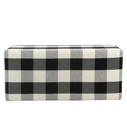 Homepop Large Upholstered Rectangular Storage Ottoman Bench With Hinged Lid, Black Buffalo Plaid #TOP5