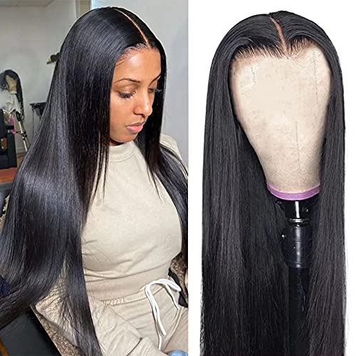 Lace Front Wigs Human Hair 4x4 Straight Lace Closure Wig with Baby Hair 30inch 180% Density Pre Plucked Brazilian Human Hair Wigs