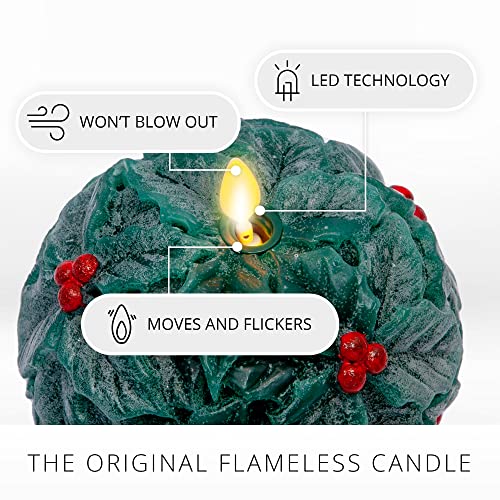 Image of Luminara - Flameless Holiday Crystal Beads Glitter Sphere Candle - Chalky Green - Pack of 1-4x4.25 - Auto Timer Built-in 5-Hour Timer Indoor Use