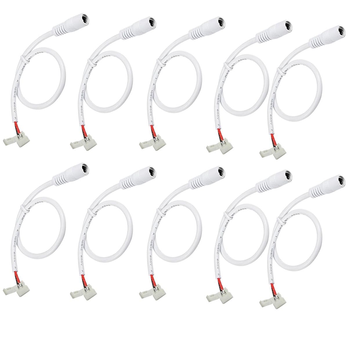 SNOOGG 10 Pack DC Power Female Connector Other end 2 pin 10 mm Quick Connector for Flexible led Strip gapless Adaptor Terminal. Unwired Gapless led Strip Adapter Extension-image-22