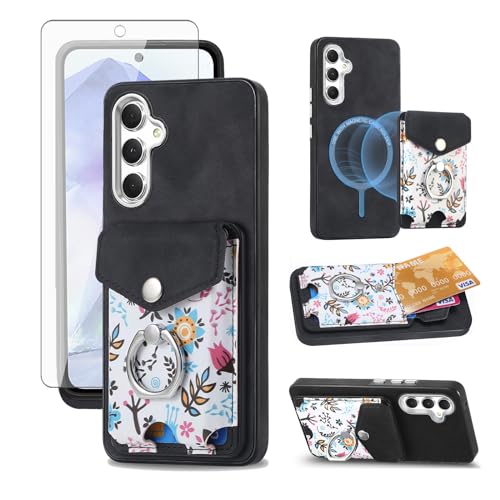 Protecteur d'écran et étui portefeuille mince pour mobile Samsung Galaxy A55