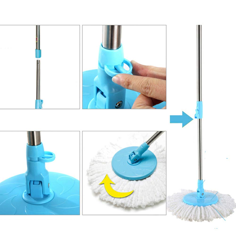 Axdwfd Wischmop Drehen Nass und trocken Handdruck Automatische Dehydrierung Putzeimer, Blau