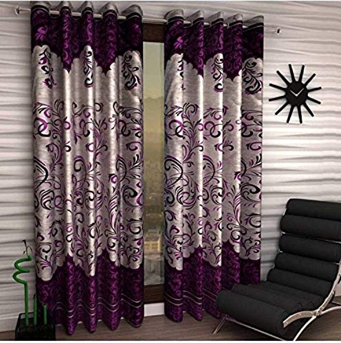 Blexos Darbar Panel Purple Printed Polyester Curtains for Long Door 9 Feet, Pack of 2, Purple (Purple, Long Door 9 Feet)