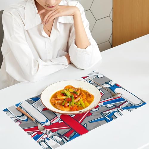 Sets de table antidérapants Crowded Airplanes anti-tache et chaleur pour table - 7