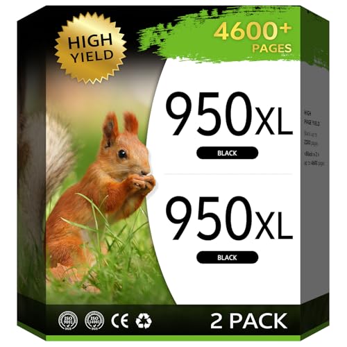 Image of 950XL Black Ink Cartridge High Yield Compatible for HP 950 950XL Ink Cartridges Combo Pack Work with OfficeJet Pro 8600 8610 8620 8100 8630 8660 8640 8615, 2 Black