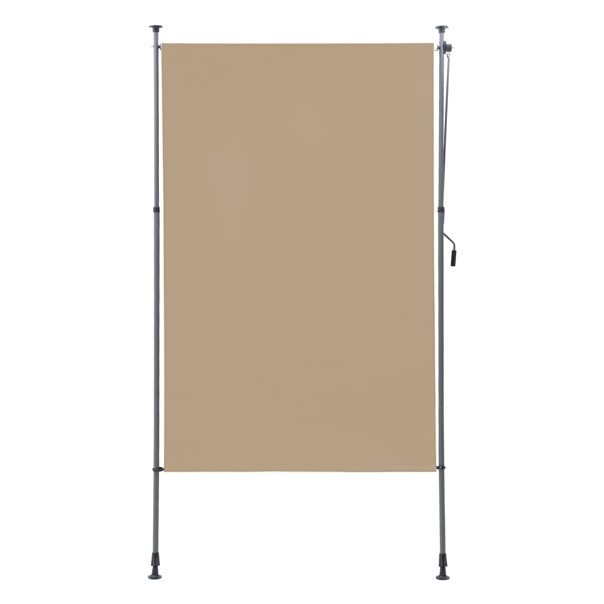 BelleMax Senkrechtmarkise Balkon außen ohne Bohren, 150x270cm Vertikalmarkise Balkonrollo Außenrollo Mit Kurbel, Markise für Terrasse, Sichtschutz Sonnenschutz Windschutz und Wasserfest Khaki