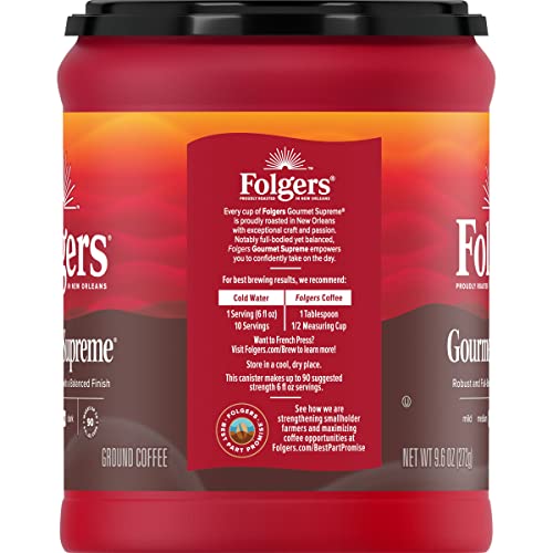 Image of Folgers Gourmet Supreme Ground Coffee, 9.6 Ounce Canisters