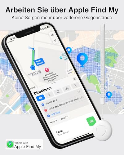 GPS Tracker 4-Pack - Smart Tag Kompatibel mit Apple Wo ist? (iOS NUR), Wasserdichter Gegenstandssucher,Bluetooth-Schlüsselfinder für Geldbörse,Gepäck,Austauschbare Batterie