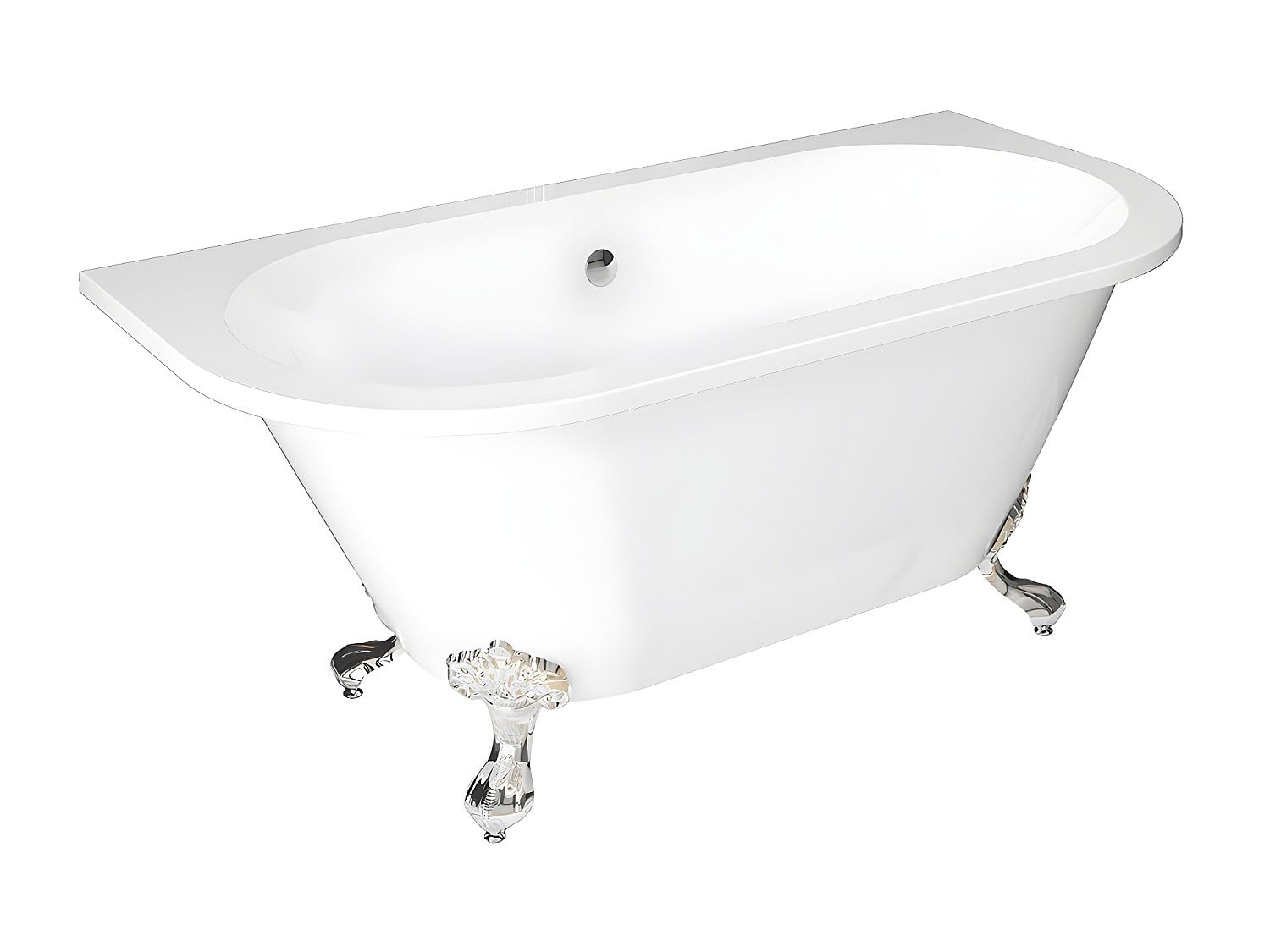 Vente-unique Baignoire Semi-Ólot Retro avec Pieds - 154 L - 150 x 74 x 61 cm - Blanche - Acrylique - SPARUS