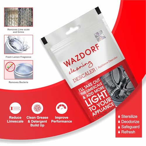 Wazdorf Washing Machine Cleaner & Descaling Powder - Descaler for top load and front load | Deep Cleaning for Drum & Tub | 100g 4 pouch (Pack of 1)