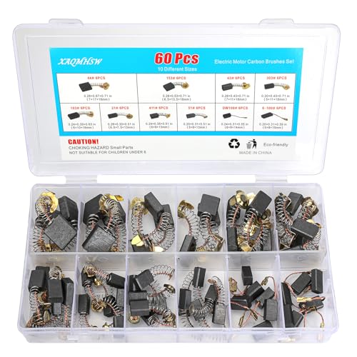 60 pcs balais carbone moteur électrique 10 tailles remplacement outil