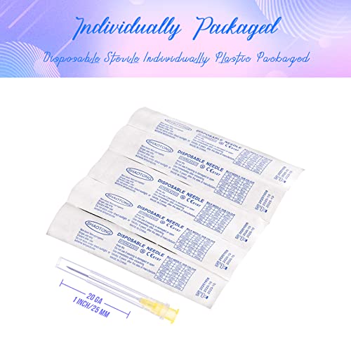 Image of 20 Gauge 1 Inch Needles Luer Lock Disposable Lab Supplies, Pack of 100