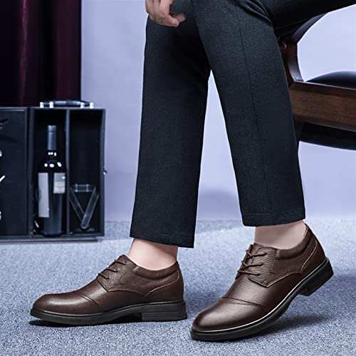 Dress Oxford Formal Shoes for Men Lace Up Cap Toe Round Toe Derby Shoes Low Top Non Slip Rubber Sole Slip Resistant Block Heel Classic(Brown,10 M US)3