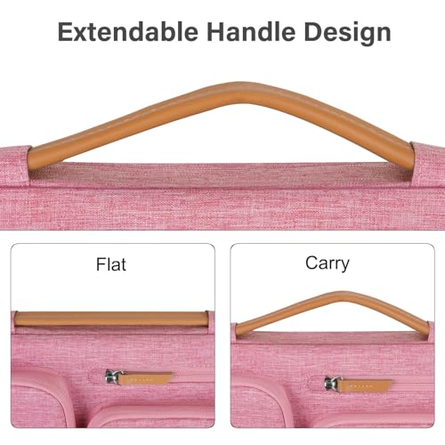 Image of MOSISO 360 Protective Laptop Case 13.3 inch, 13-13.3 inch Laptop Sleeve Compatible with MacBook Air /Pro 13 / Pro 14,HP Dell Acer ASUS,Side Open Carrying Case with 4 Zipper Pockets&Handle, Dusty Rose
