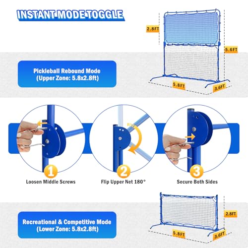 Filet de rebond de pickleball réglable de 1,8m pour entraînement solo