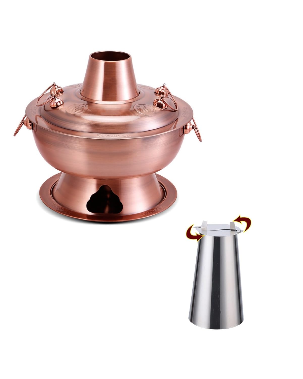 Old Beijing Copper Hot Pot, Beijing Charcoal Copper Hot Pot - 31,5 cm grande stile mongolo adatto alle famiglie, ideale per riunioni di 4-6 persone e cene all'aperto