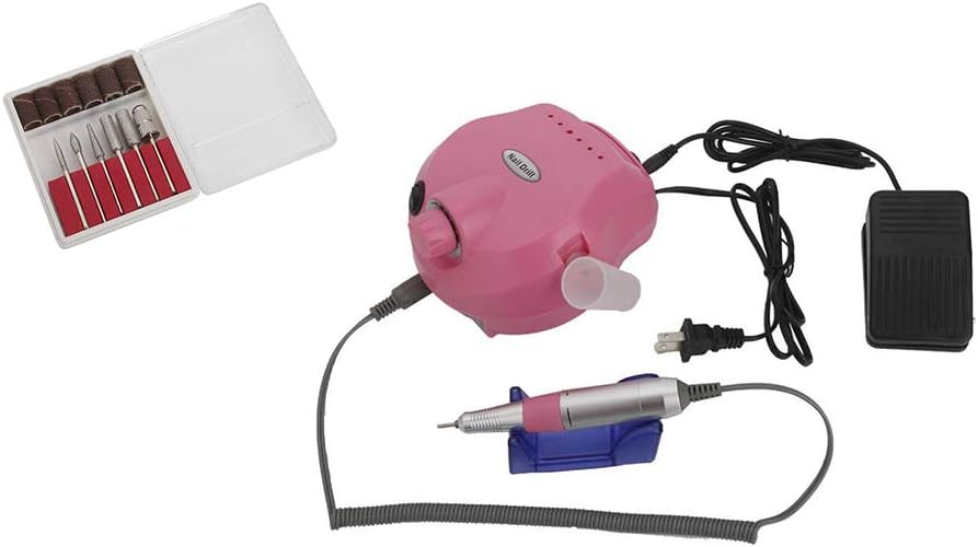Professional Nail Drill Machine 30000RPM Nails Care Polisher,LCD Display Electric Nail File Kits, Acrylic Gel Nails Removing, for Home Salon Use, Pink