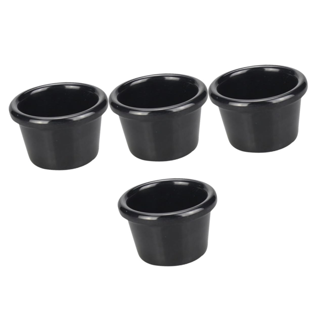 COLLBATH 4pcs Sauce Cup Salad Dressing Dispenser Soy Sauce Dipping Bowls Fruit Container Mini Appetizer Dishes Soy Dishes Oven Safe Bowls Ketchup Serving Cups Dipping Cups Melamine Black
