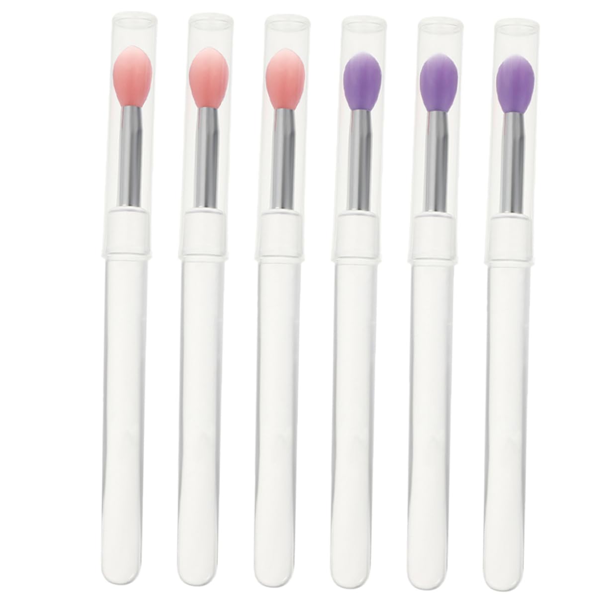 PartyKindom 6pcs Silicone Lip Brush with Caps Versatile Lip Mask Eyeshadow Applicator Lightweight Portable Makeup Tool