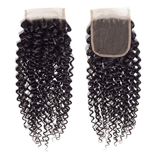 Brazilian Remy Virgin Curly Hair Free Part Lace Closure 4"x4" Size Natural Color (18inch) By Leticia