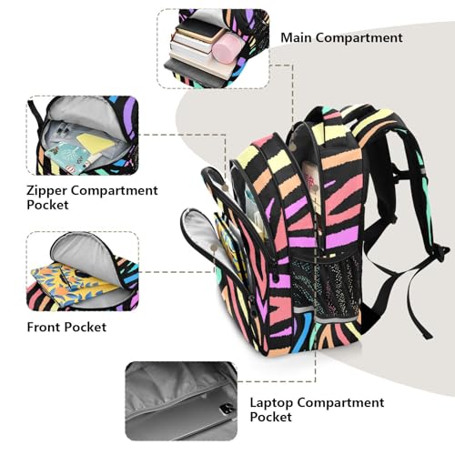 Sac à dos à rayures zébrées colorées pour filles et garçons