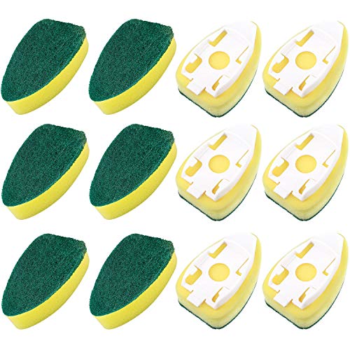 Boao 12 Pack Dish Wand Refills Sponge Heads Brush Replacement Sponge Refill Sponge Pads for Kitchen Room Cleaning Supplies