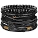 Jstyle 4Pcs Braided Leather Bracelet for Women Mens Cuff Bead Bracelet Set Adjustable Black