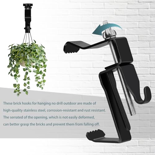 Image of Stainless Steel Brick Hooks, 6 Pack, 1-3 /4 inch to 2-3 /4 inch Heavy Duty, No Drill, Outdoor & Indoor Use