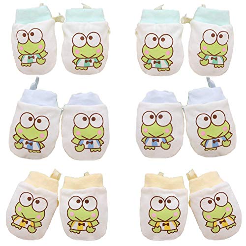Adeimoo Cute Boys Girls Cotton No Scratch Gloves Drawstring Adjustable Mittens for Baby Infants (6 Pack)