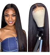 Straight Lace Front Wigs Human Hair for Black Women, 4x1 T Part Lace Closure Wig Unprocessed Braz...