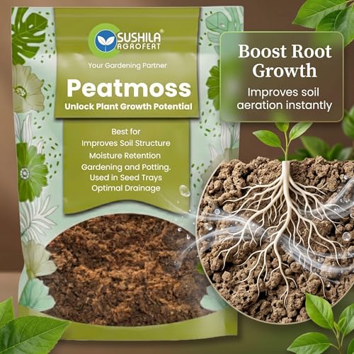 Image of Sushila Agrofert Peat Moss 1KG Acidic pH, Sterile, Excellent Water Retention, Good Drainage, Light & Airy, Seed Germination, Potting Mix, Hydroponics, Soil Amendment, Mulch, Root Growth & Garden Use