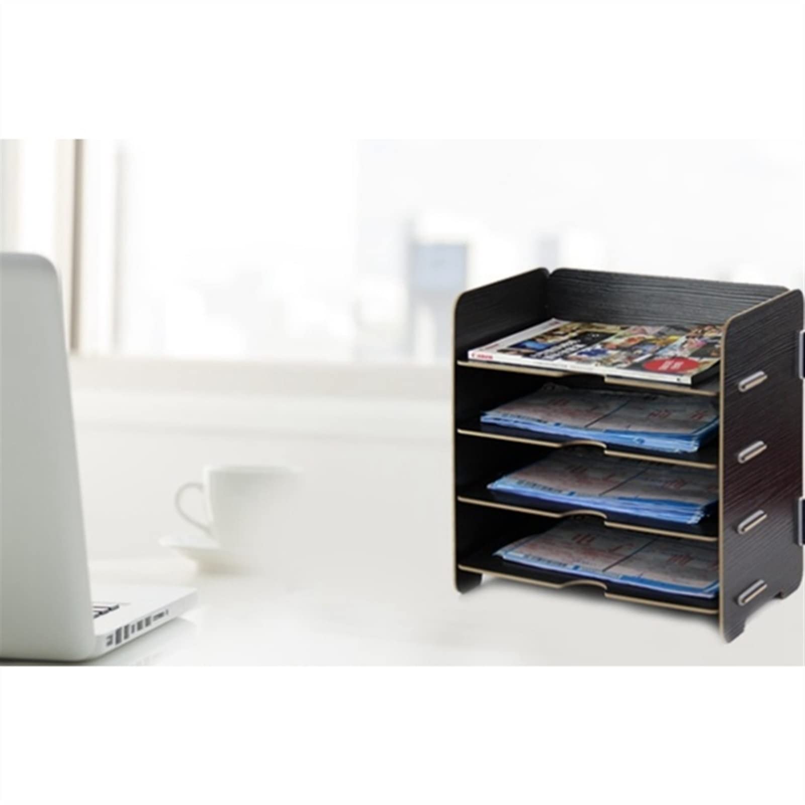 Scatola portadocumenti e portadocumenti in legno a 4 strati, elegante organizer da scrivania per ufficio e casa, perfetto per la famiglia, per documenti, documenti e forniture
