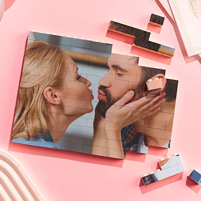 Wanapix | Mattoncini da Costruzione con Foto e Testo | Puzzle Block Personalizzato | Classic Scatola Mattoncini Compatibili con le Principali Marche | Dimensione XL | 28 Pezzi (Bianco