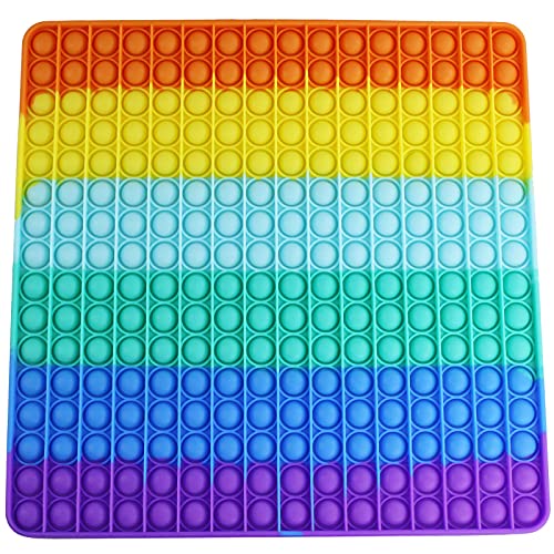 Vovomay Big Size Push Pop Bubble Fidget Sensory Toy 256 Bubbles Rainbow Oversize Autism Popping Sensory Toy Anxiety Stress Relieves Tools for All Ages (Big Size 256 Bubbles), X-Large