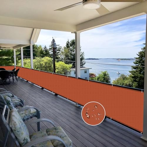 Ysaulte Balcony Privacy Fence,Terracotta 6'5''x18' Waterproof Balcony Privacy Screen Fence Cover for Deck,Patio,Backyard,Apartment,Balcony Cover Sun Shade,UV Protection Accept Customizable