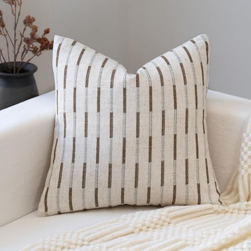 FIOUOVO Decorative Neutral Throw Pillow Covers 20x20 Farmhouse Pi...
