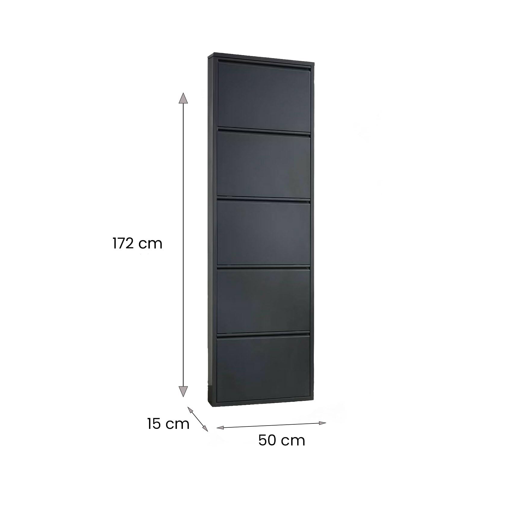 Dmora Schuhschrank Isidro 50x15x172 cm Schwarz 10 Paar 5 Fächer