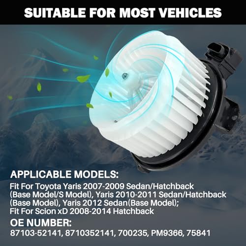 Image of 700235 AC Heater Blower Motor Fan Assembly Fit for Scion xd 2008-2014 ,for Toyota Yaris 2007-2012 8710352141, TO3126123