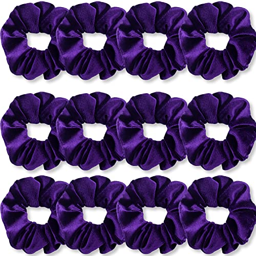 VENUSTE Purple Scrunchies, Premium Velvet Scrunchy for Hair Solid Colors Thick Hair Bands