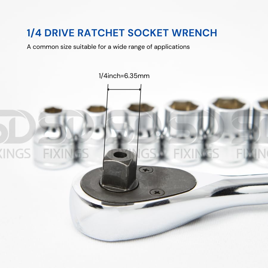 SDFIXINGS 12pcs Metric Socket Drive Set 8-24mm with Quick Release 1/2" Drive Ratchet Wrench 24 Teeth & 5" Extension Bar, High Grade Chrome Vanadium Steel, Rust Resistant, Car Garage Mechanic Home DIY - Image 2