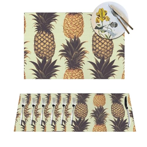 Set de table PVC lavable antidérapant cuisine lot de 4 ananas - 2