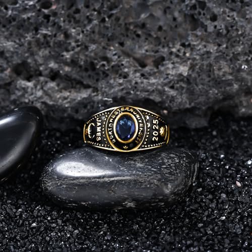 Customized Mens Class Rings 10k/14k/18k/Sterling Silver High School College Class Ring Personalied Oval Shape Birthstone Class Of 2025 2026 Ring Graduation Gift for Men(With Gift Box)3