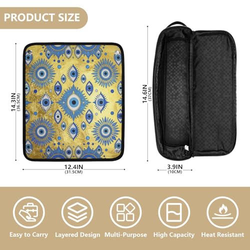 Hot Hair Tools Travel Bag with Heat Resistant Pad Curling Iron Travel Holder Storage Bag for Flat Iron Hot Tools and Haircare Accessories Evil Eye Amulet Pattern Portable Essentials miniatura 4
