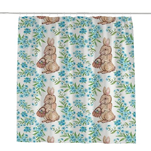 Rideau de douche anti-odeur motif Pâques bleu polyester lavable 183x183