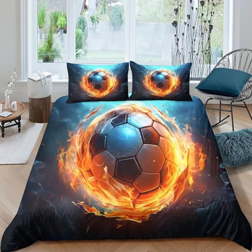 Funda nórdica de fútbol 200x200cm con 2 fundas de almohada de microfibra 2