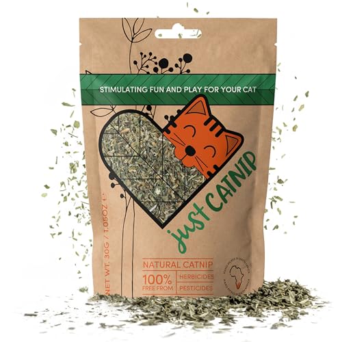 Just Catnip - Organic Catnip for Cats - Fine Blend Cat Nip - Grown in South Africa - Extra Strong - Cat Toy & Treat Cat - Natural Ethical and Sustainably Farmed