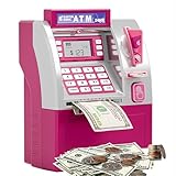 HOMEATM - Máquina bancaria para niños, mini banco con tarjeta y PIN, alimentador de facturas, reconocimiento de monedas y calculadora de saldo para adolescentes y adultos