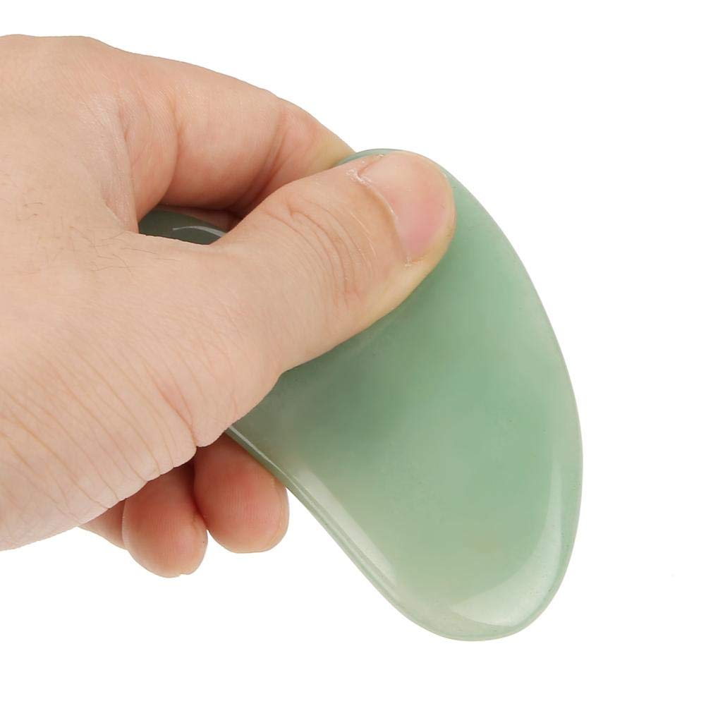 Hztyyier Herramienta de Masaje de desguace de Piedra Natural Gua Sha Tablero de Gua Sha de Cuarzo Verde con Rodillo de Jade de Doble Cabeza para Masaje Facial Relajante en el Cuello y SPA