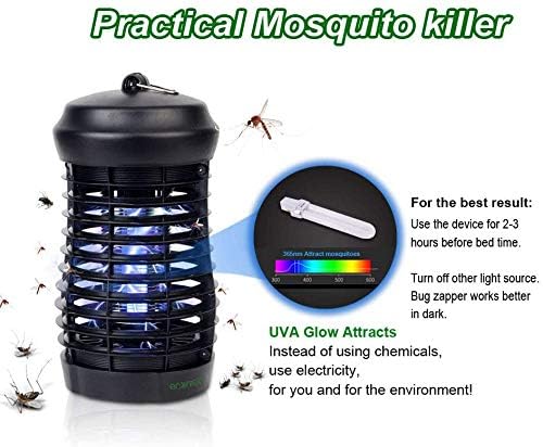 Econext UL Approved Electric Bug Zapper Insect Killer, Mosquito Eradicator Lamp, Fly Trap Indoor 8W UV Light w/ Extra Long 5' Power Cord - Lamparas para Los Mosquitos